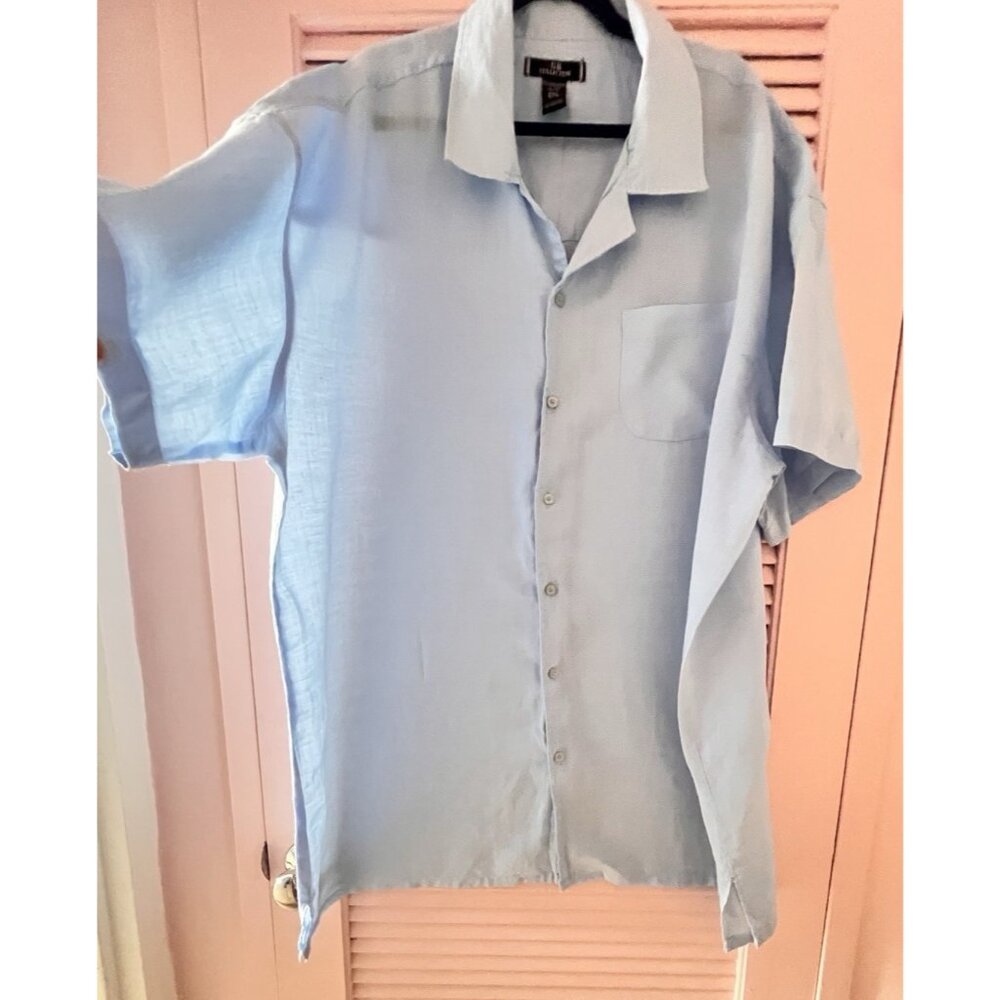 GB Collection 100% LINEN Men’s PLUS Size 6X SET Shirt Pants Blue Lined 54 x 25